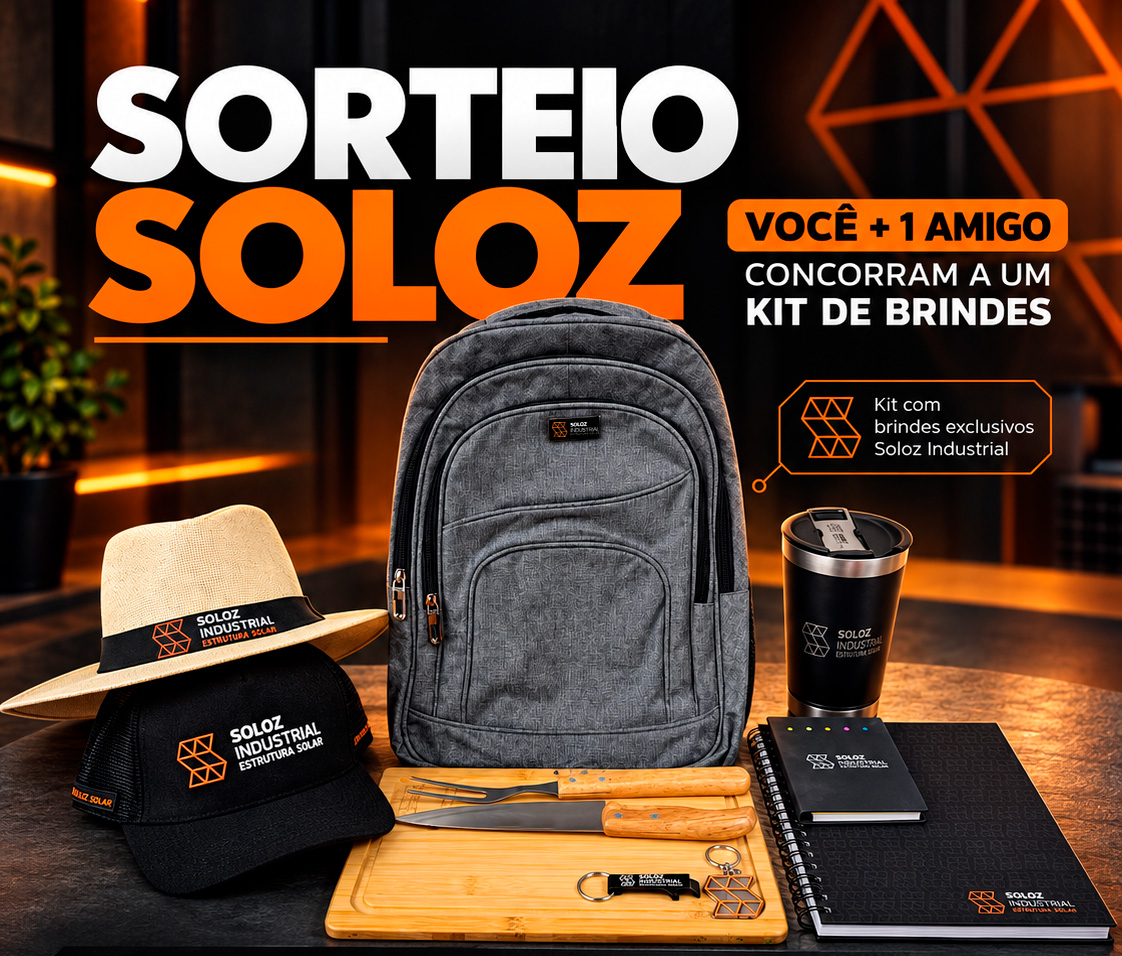 Sorteio Soloz Industrial: kit de brindes para você e um amigo